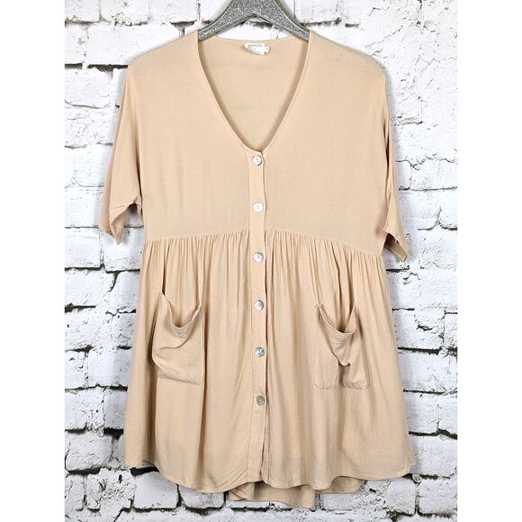 AMARYLLIS x ASHLEE NICHOLS Baby Doll Button-Front Dress Pockets Oversized XS - Picture 2 of 8